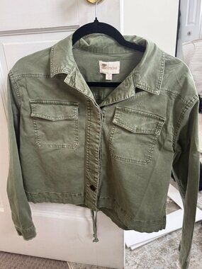 Ella Moss Sage Green Embroidered Utility Jacket XS